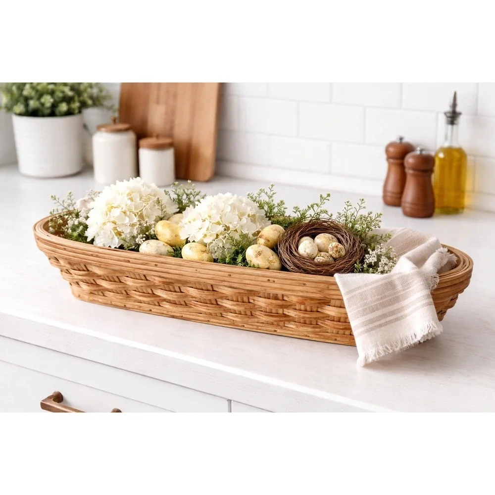 Vintage Long Wicker Bread Basket 15.5